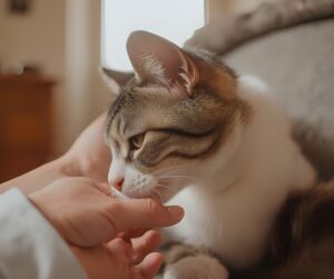 保護猫に優しく触るときの基本姿勢のイメージイラスト